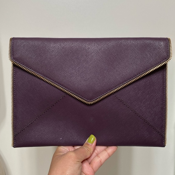 Rebecca Minkoff Handbags - Rebecca Minkoff Leo Envelope Zipper Edge Purple Leather Clutch Purse